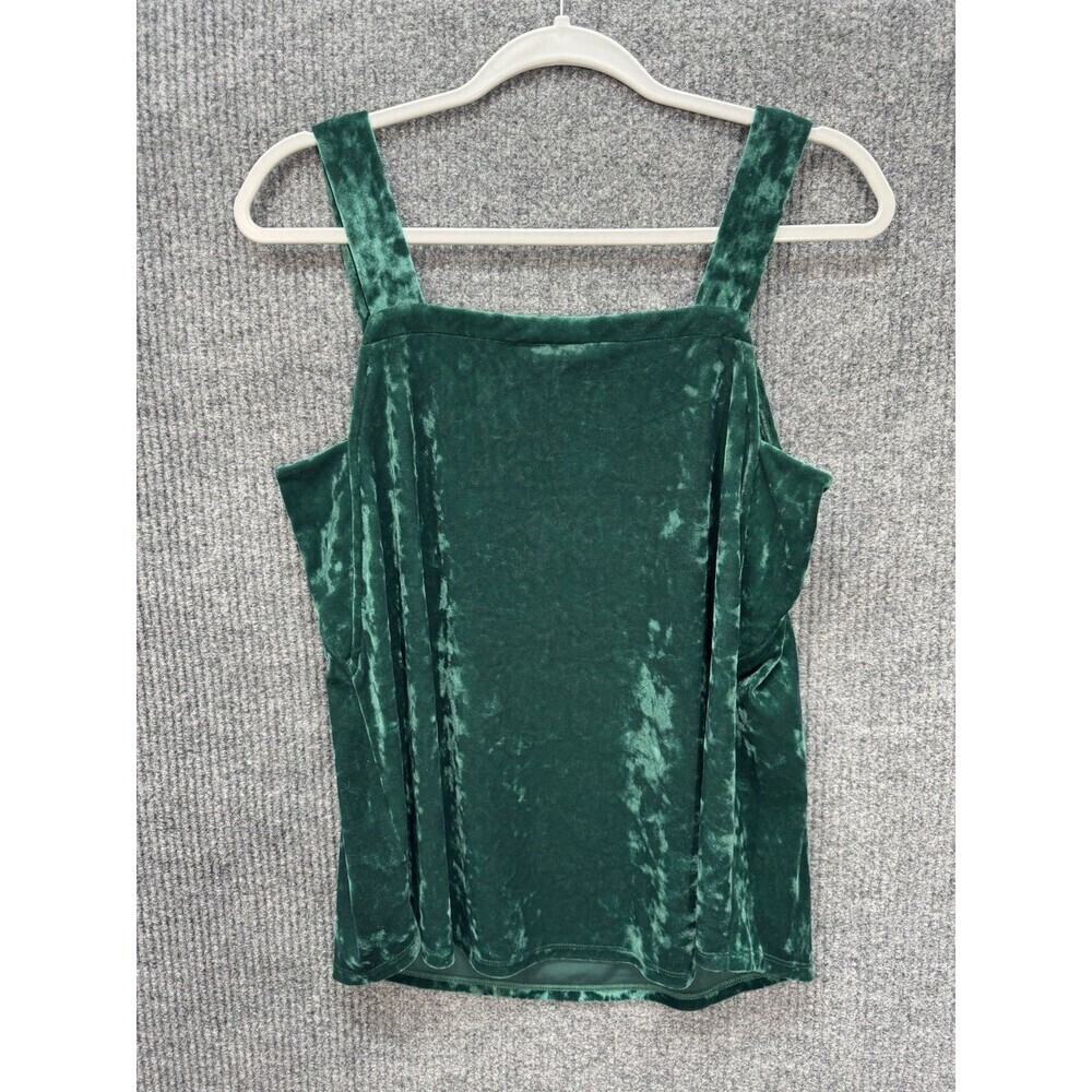 J. Jill Crushed Velvet Tank Top Womens Small Boxwood Green Square Neck Boxy NEW - Picture 3 of 10